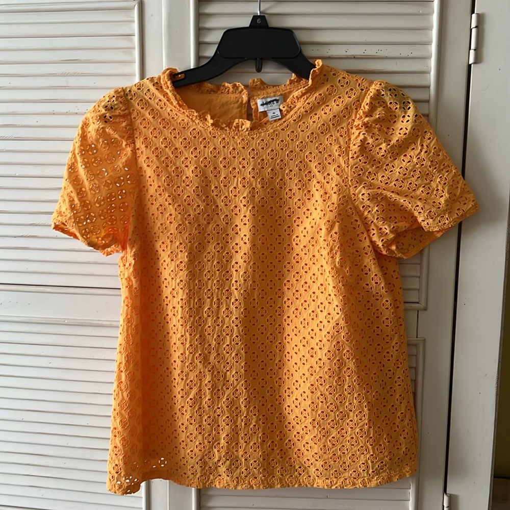 J. Crew Vibrant Orange Eyelet Blouse